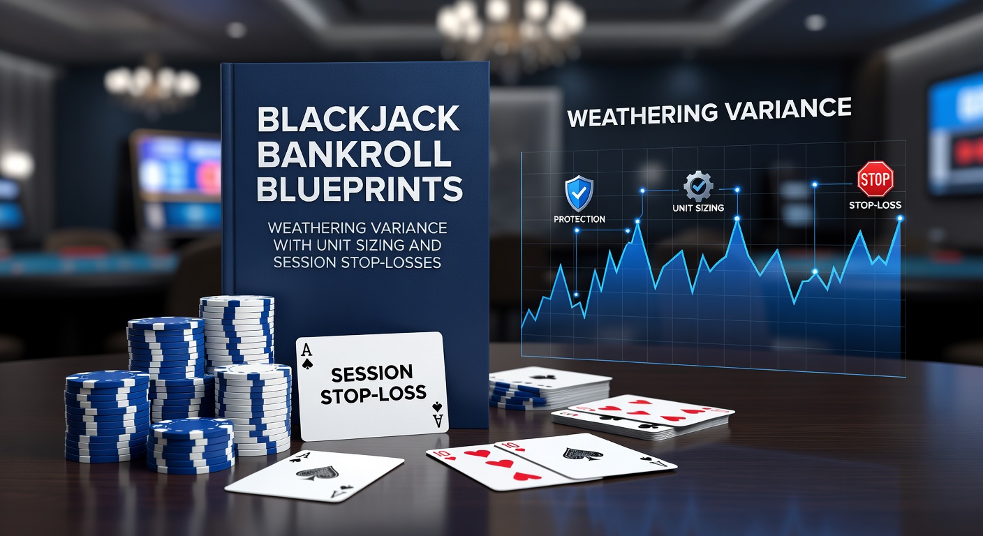 Grafik zur Visualisierung von Bankroll-Schwankungen durch Variance im Blackjack, mit Kurven für Gewinn- und Verlustphasen