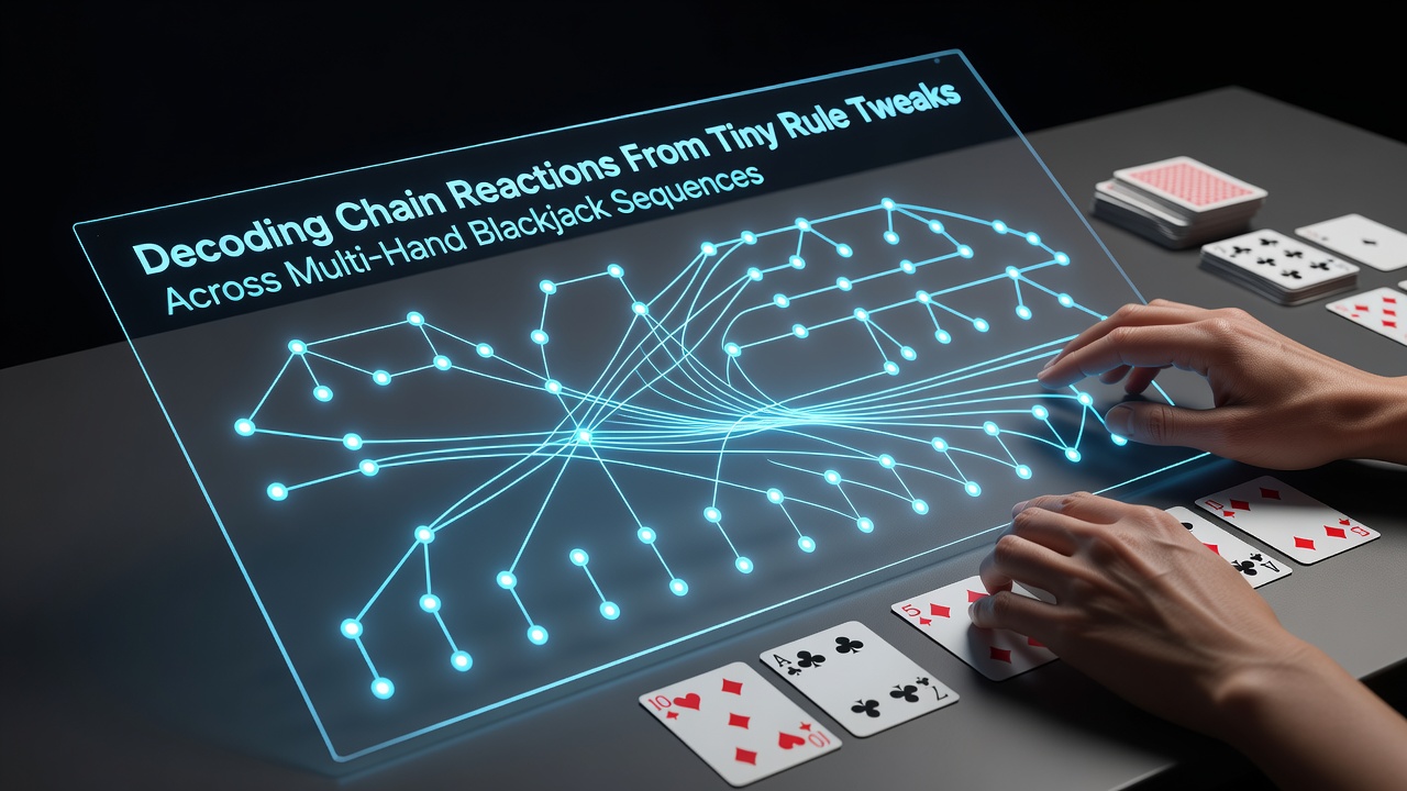 Illustration von Blackjack-Tischen mit Multi-Hand-Sequenzen und Regelvariationen