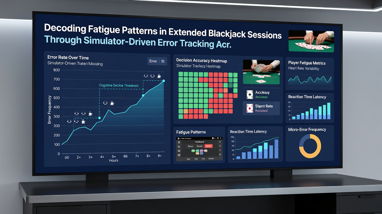 Grafische Darstellung von Fehlerkurven in langen Blackjack-Sessions mit Simulator-Tracking über unterschiedliche Regelsätze