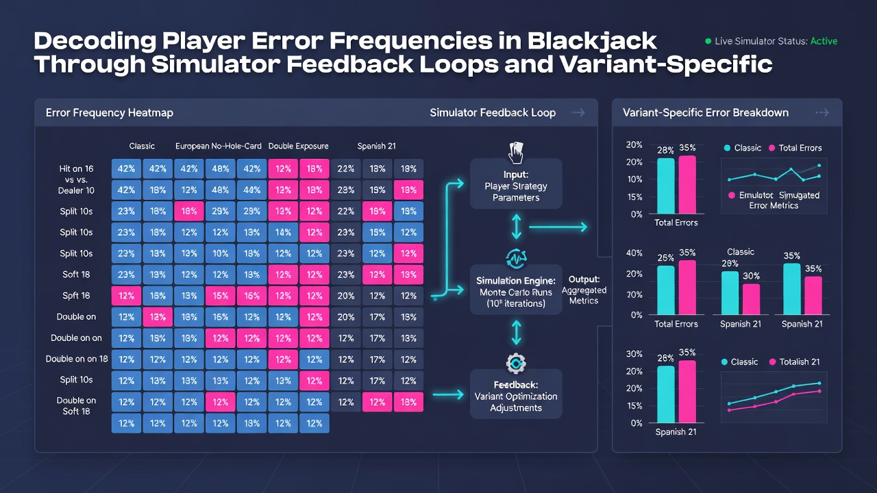 Variantenspezifische Diagramme zeigen Fehlerverteilungen in Blackjack-Simulationen