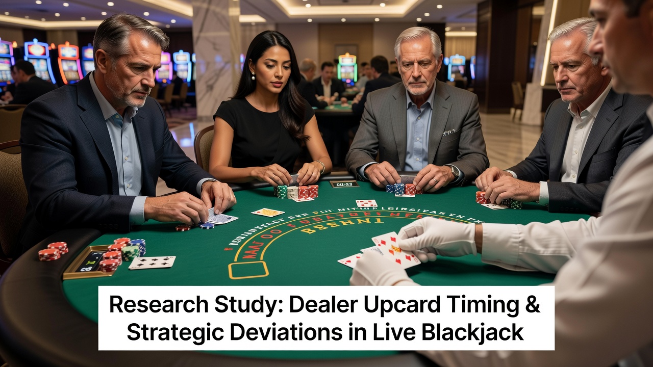 Dealer flippt die Upcard in einem Live-Blackjack-Spiel mit sichtbarem Timing-Aspekt