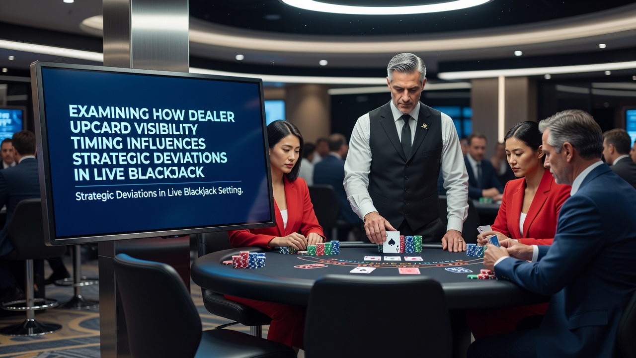 Live-Blackjack-Tisch mit Fokus auf den Moment der Upcard-Sichtbarkeit und Spielerreaktionen